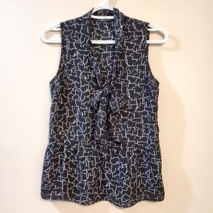 🐈‍⬛️ RW&Co. Black cat print peplum blouse with tie neck - Size XS